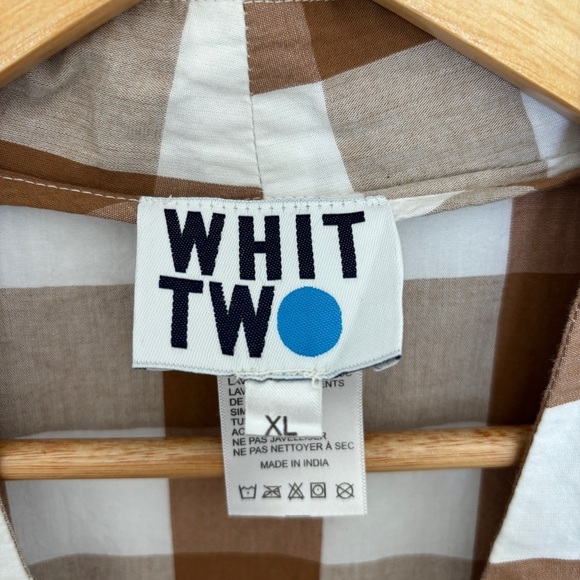 WHIT TWO Anthropologie womens white tan plaid casual Gingham Romper size XL - Picture 4 of 9